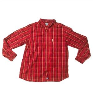 Columbia Plaid Shirt Men’s L Red Long Sleeve Button Down Casual Hiking Fishing